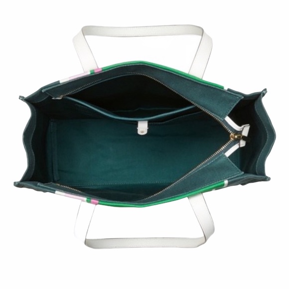 kate spade kitt conifer green large striped tote - Picture 7 of 7